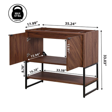 Juhl Chevron-Front Modern Minimalist 2-Shelf Bath Vanity Cabinet Only (Sink Basin Not Included)